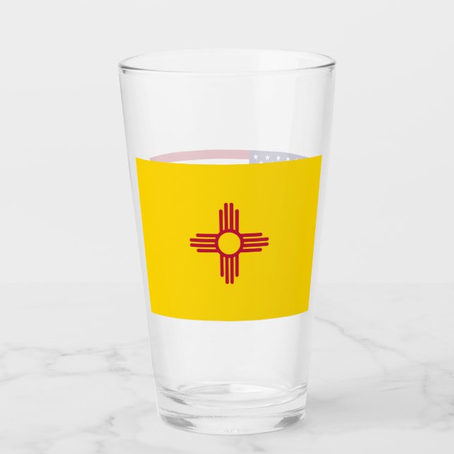Tasse en verre patriotique avec drapeau du Nouveau (Devant)