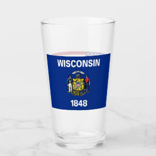 Tasse en verre patriotique avec drapeau du Wiscons