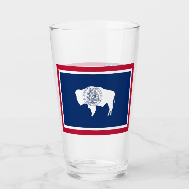 Tasse en verre patriotique avec drapeau du Wyoming (Devant)