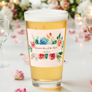 Tasse en verre rose pour grand-mère de la mariée p