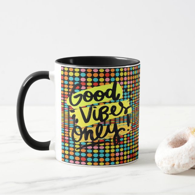 Tasse Énergie Pop Art Good Vibes (Avec donut)