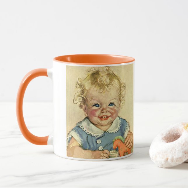 Tasse Enfant scandinave vintage mignon blonde avec boucl (Avec donut)