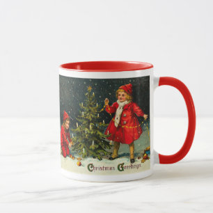 Tasse Enfants décorant le sapin de Noël
