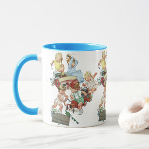 Tasse Enfants Vintage Tout-Petits Jouant avec des Camion