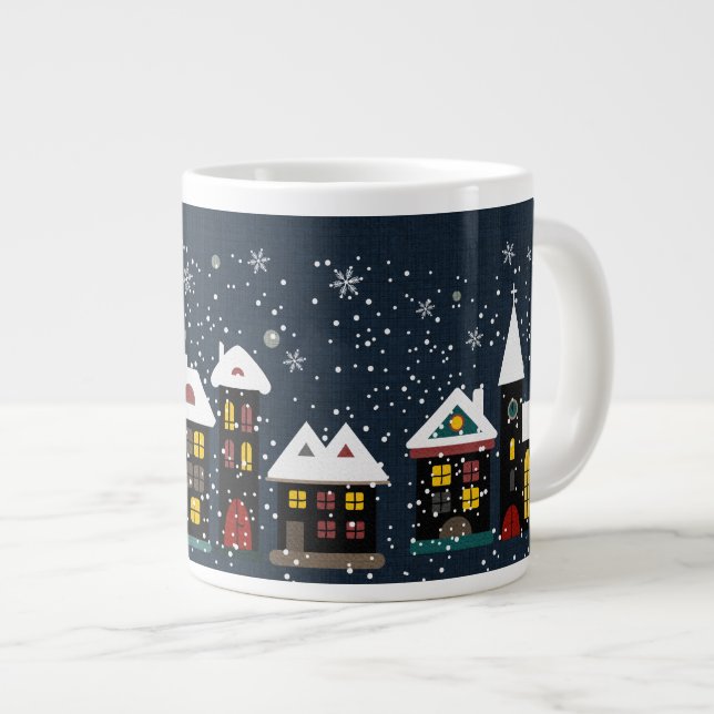 Tasse enorme de soupe à scène d'hiver (Devant droit)