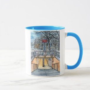 Tasse Entrée vintage de métro d'aquarelle des
