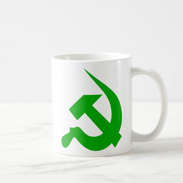 Tasse épaisse verte de Néo--Marteau et de faucille (Droite)