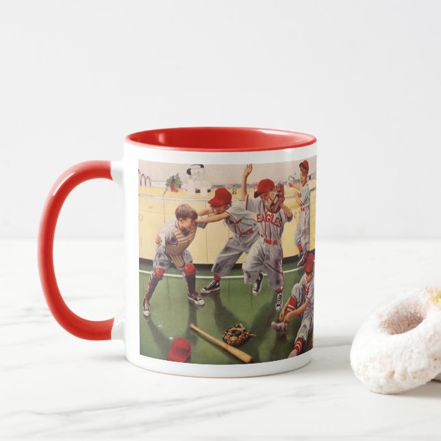 Tasse Équipe vintage De Baseball Sports, Boys Roughhousi (Avec donut)