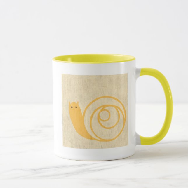 Tasse Escargot jaune sur Arrière - plan crème (Droite)