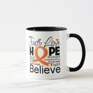 Tasse Espoir typographique d'amour de foi de leucémie