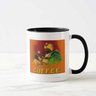 Tasse Étiquette de café homme arabe