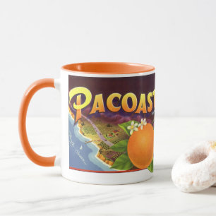 Tasse Étiquette de caisse de fruits vintage, oranges Pac
