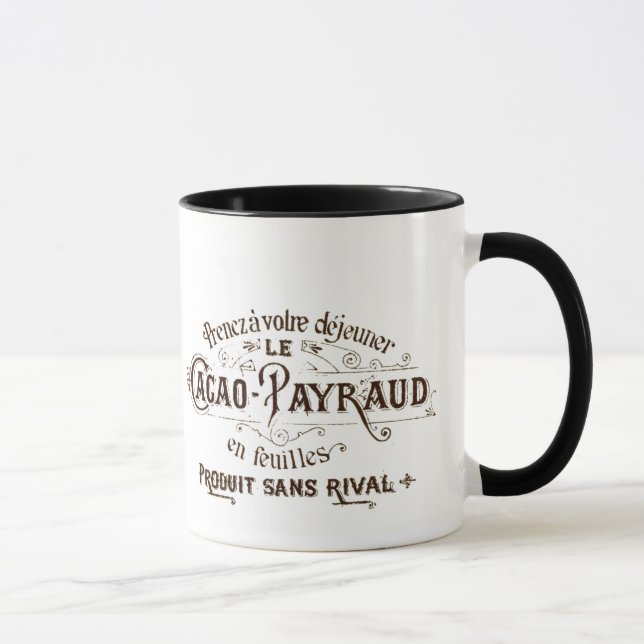 Tasse Étiquette de chocolat typographique français vinta (Droite)