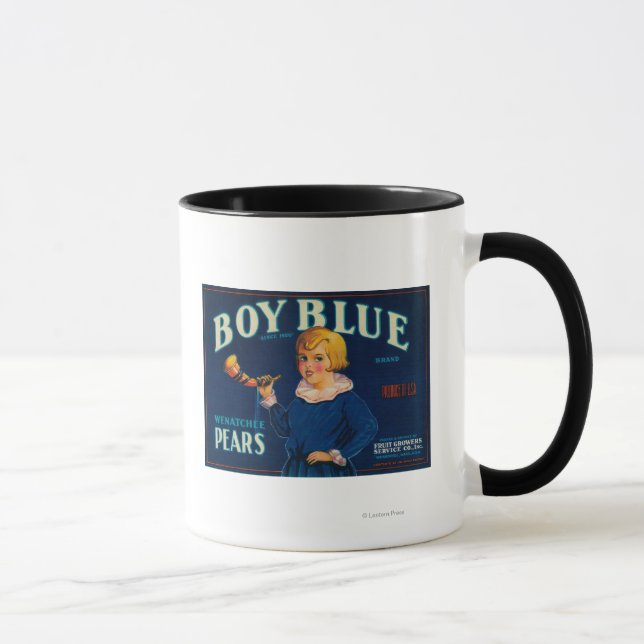 Tasse Étiquette de fréquence de poire bleu garçon (Droite)
