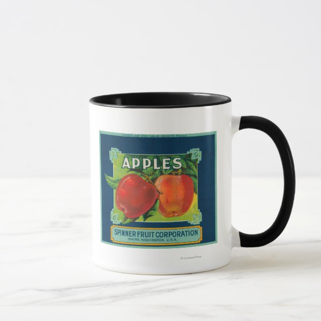 Tasse Étiquette de pomme de fruits à spiner - Yakima, WA (Droite)