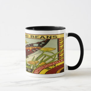 Tasse Étiquette végétal vintage - haricots