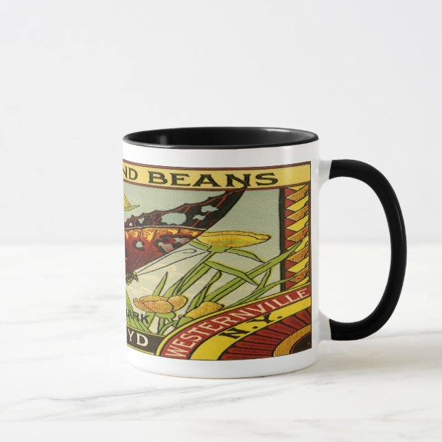 Tasse Étiquette végétal vintage - haricots (Droite)