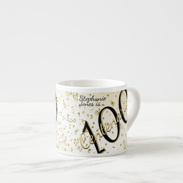 Tasse Expresso 100 Anniversaire Anniversaire Tex Noir/Or (Devant droit)