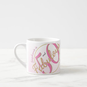 Tasse Expresso 50 et fabuleux fête d'anniversaire rose/or amusan