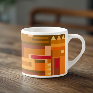 Tasse expresso à motif abstrait tons terre