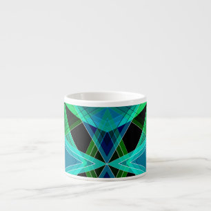 Tasse Expresso Abstrait, géométrique, vert, bleu, noir