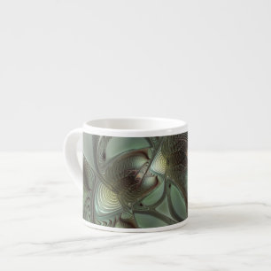 Tasse Expresso Abstrait Olive Sage Green Grey Fractal Art Imagina