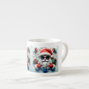 Tasse Expresso AD 018 - Graphique numérique de Noël Père Noël 3d