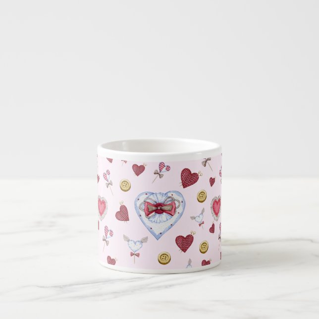 Tasse Expresso Aimer Coeur coudre aquarelle           (Devant)