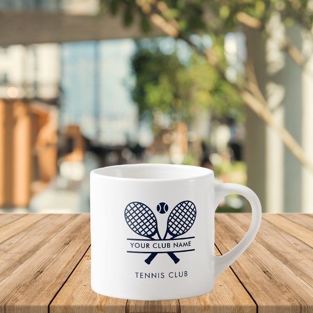 Tasse Expresso Ajouter Nom du club Marine Blue Logo Tennis Team C (Add Club Name Navy Blue Logo Tennis Team Custom Espresso Cup)