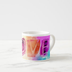 Tasse Expresso Amour Abstrait Coloré Moderne à l'Aquarelle
