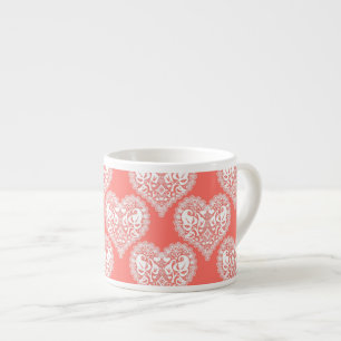Tasse Expresso Amour sans couture Valentines Jour blanc dentelle 