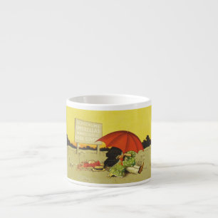 Tasse Expresso Amoureux parasol vintage plage 