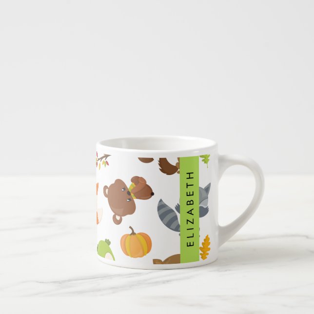 Tasse Expresso Animaux de forêt, Animaux de forêt, Votre nom (Droite)