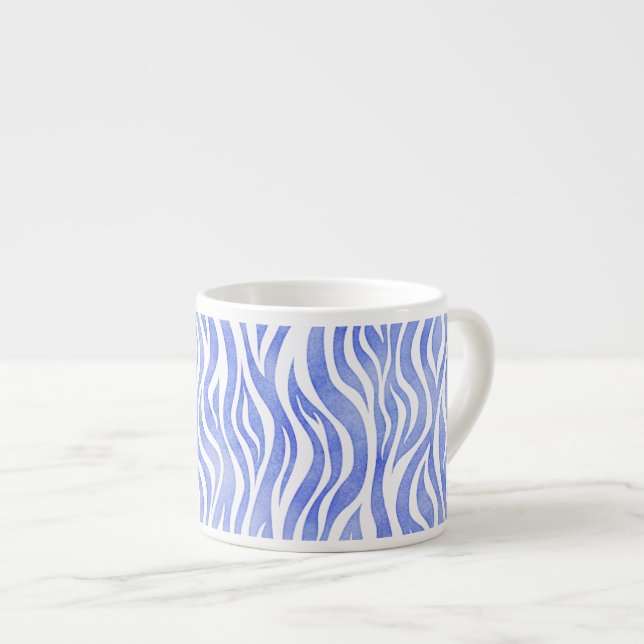 Tasse Expresso Aquarelle bleu Denim Zebra Imprimer (Devant droit)