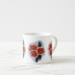 Tasse Expresso Aquarelle Botanique Florale Vintage Rose