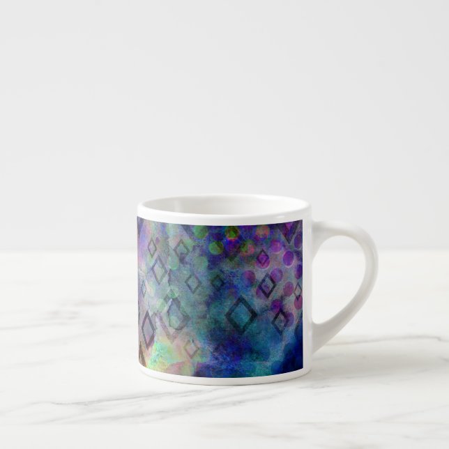 Tasse Expresso Aquarelle colorée abstraite avec diamants (Droite)