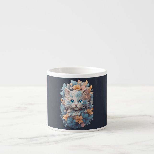 Tasse Expresso Aquarelle Cute Florale Chat Splash (Devant)