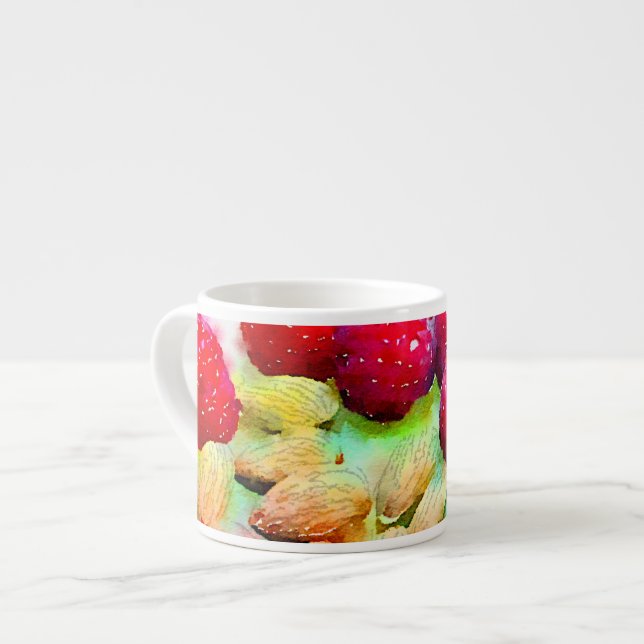 Tasse Expresso Aquarelle des framboises rouges en santé et des am (Devant gauche)