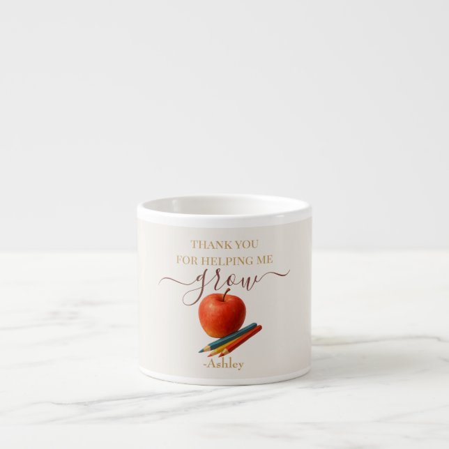 Tasse Expresso Aquarelle Enseignant Apple - Cadeau Merci (Devant)