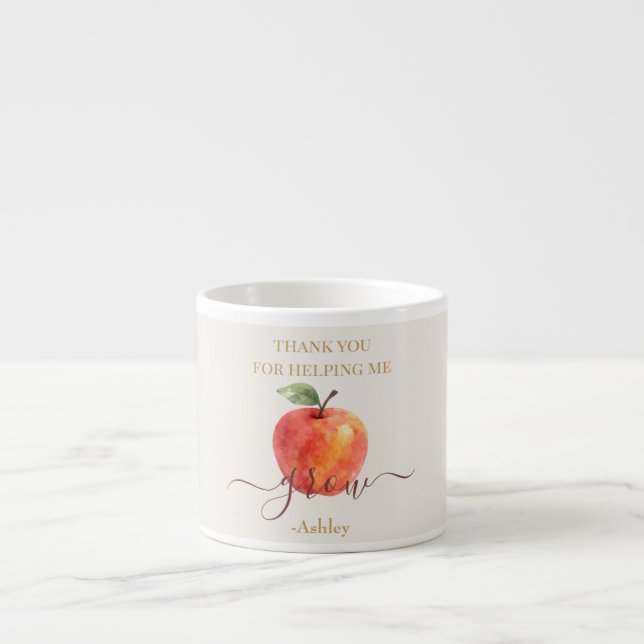Tasse Expresso Aquarelle Enseignant Apple - Cadeau Merci (Devant)