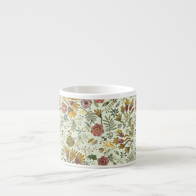 Tasse Expresso Aquarelle Florale Fleurs d'abeille Élégante Modern (Devant)