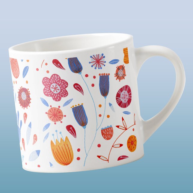 Tasse Expresso Aquarelle florale moderne (Pretty and modern watercolor floral wildflower pattern espresso mug)