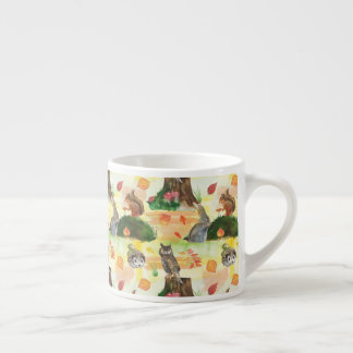 Tasse Expresso Aquarelle Lapin, hibou, écureuil, hérisson