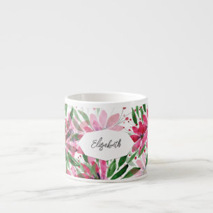 Tasse Expresso Aquarelle rose fleurie