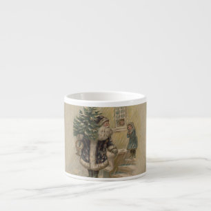 Tasse Expresso Arbre de Noël vintage Père Noël