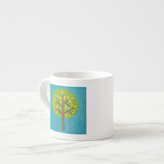 Tasse Expresso Arbre vert avec Feuilles jaunes par Chariklia Zarr (Devant gauche)