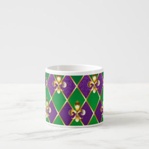 Tasse Expresso Arrière - plan de bijoux Mardi Gras
