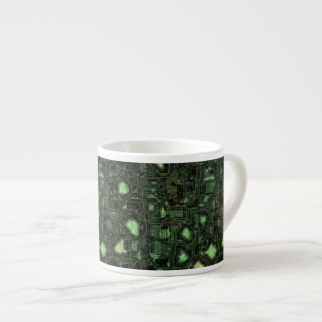 Tasse Expresso Arrière - plan de circuit d'ordinateur (Devant droit)