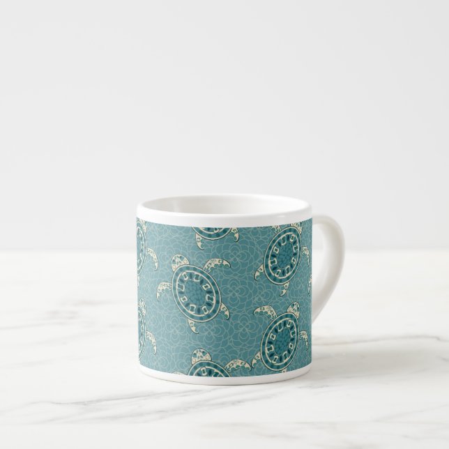 Tasse Expresso arrière - plan de tortues (Devant droit)