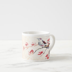 Tasse Expresso Arrière - plan d'oiseau de chant